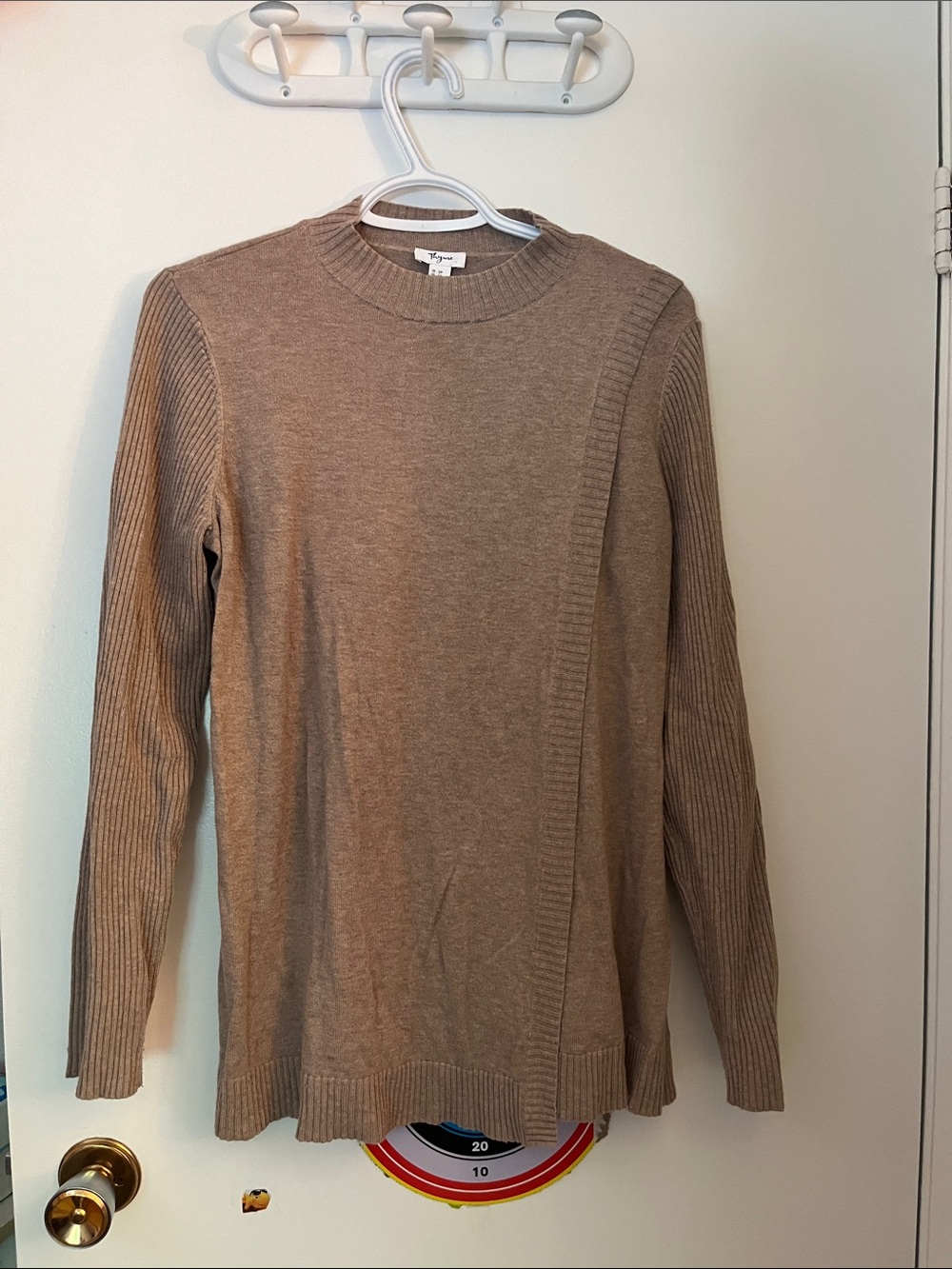 Women’s Crewneck Long-Sleeve maternity/nursing Sweater - Beige